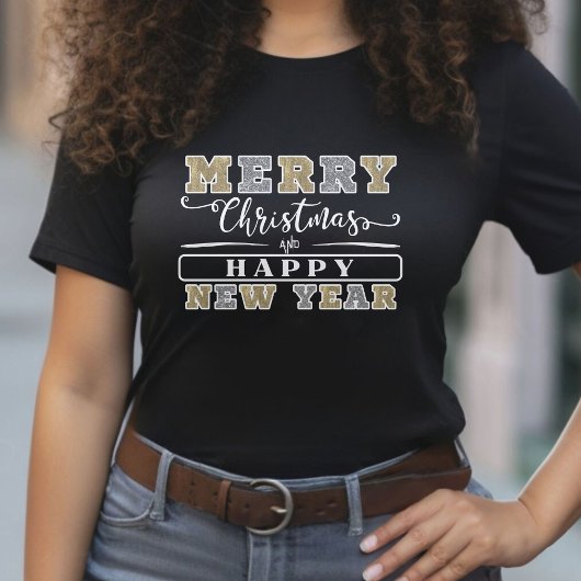 Silver Gold Merry Happy Nieuwjaarsfeest T-shirt