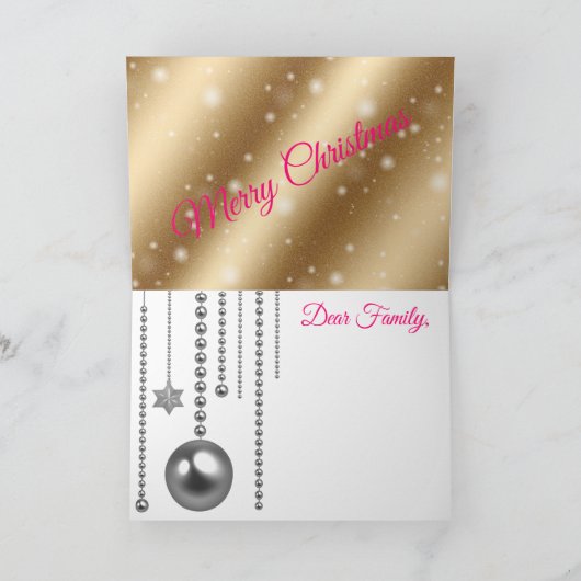 Silver Gold Merry-kerst Kaart (Binnen)