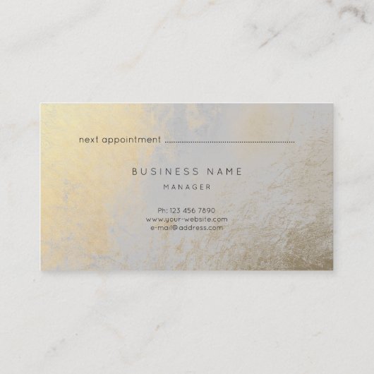 Silver Gold Metallic Abstract Appointcard Afsprakenkaartje (Achterkant)