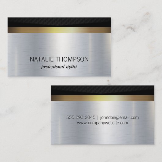 Silver Gold Metallic achtergrond | Zwart vlees Visitekaartje (Voorkant / Achterkant)