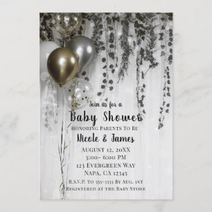 Silver Gold Metallic Balloons Ivy Baby shower Kaart