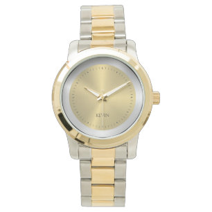 Silver & Gold Metallic Faux Roestvrij staal Horloge