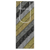 Silver & Gold Metallic Glitter Wine Gift Bag Wijn Cadeautas (Voorkant)