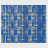 Silver & Gold Modern Square Menorahs Hanukkah Cadeaupapier (Vlak)