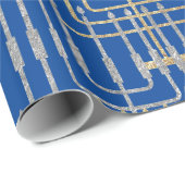 Silver & Gold Modern Square Menorahs Hanukkah Cadeaupapier (Rol Hoek)