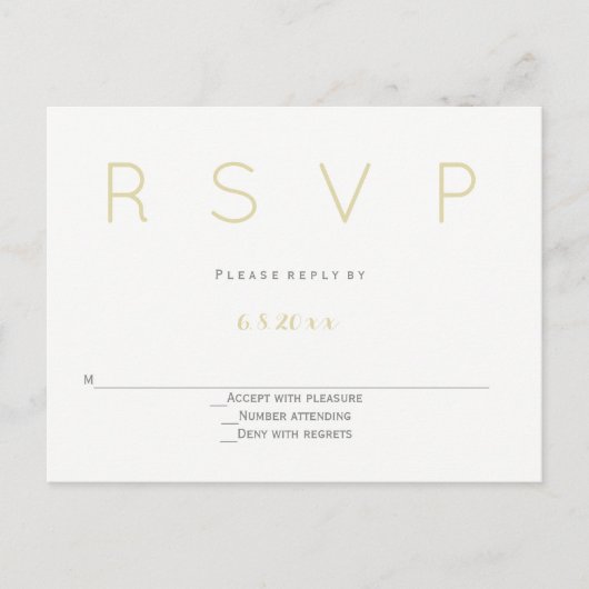 Silver & Gold moderne bruiloft RSVP briefkaarten (Voorkant)