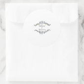 Silver&Gold Monogram Bruiloft Sticker met Naam (Tas)