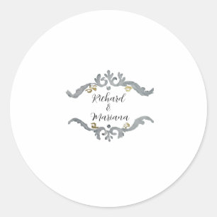 Silver&Gold Monogram Bruiloft Sticker met Naam