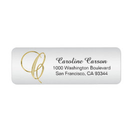 Silver Gold Monogram Letter 'C' Envelope Return Etiket