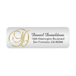 Silver Gold Monogram Letter 'D' Envelop Retournere Etiket