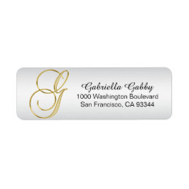 Silver Gold Monogram Letter 'G' Envelope Return Etiket