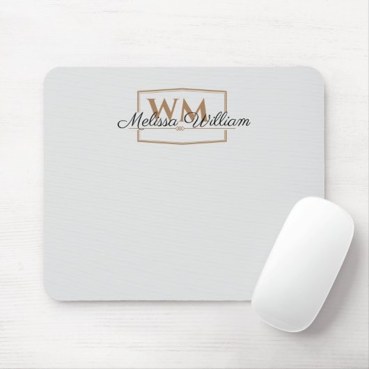 Silver Gold Monogram Naam Script Muismat (Met muis)