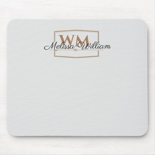 Silver Gold Monogram Naam Script Muismat (Voorkant)