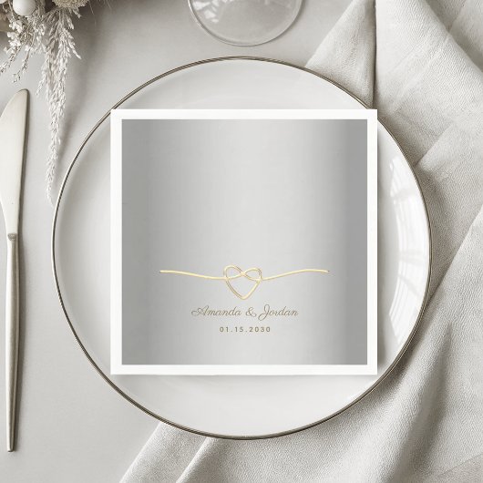 Silver Gold Monogram Wedding Napkins Servet