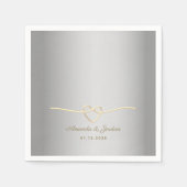 Silver Gold Monogram Wedding Napkins Servet (Voorkant)