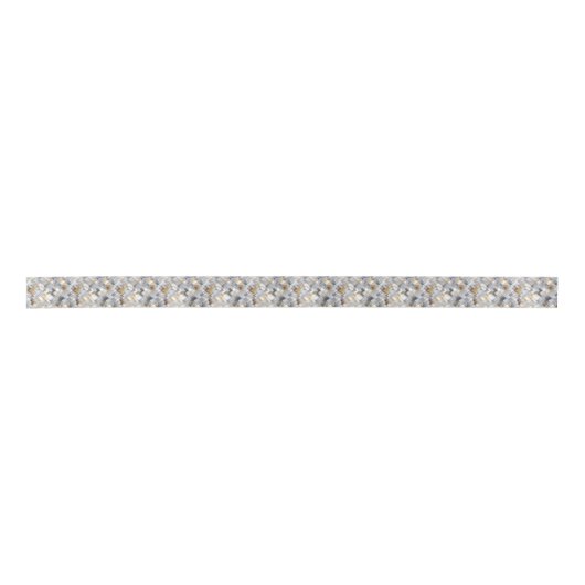 Silver & Gold Mosaic Satin Ribbon Satijnen Lint (Voorkant)