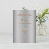 Silver Gold Nautical Anchor Shower-uitnodiging Kaart (Staand voorkant)