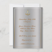 Silver Gold Nautical Anchor Shower-uitnodiging Kaart (Achterkant)