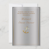 Silver Gold Nautical Anchor Shower-uitnodiging Kaart (Voorkant)