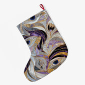 Silver Gold Paarse Pauw Veren Kerstnaam Grote Kerstsok (Achterkant (Hangend))