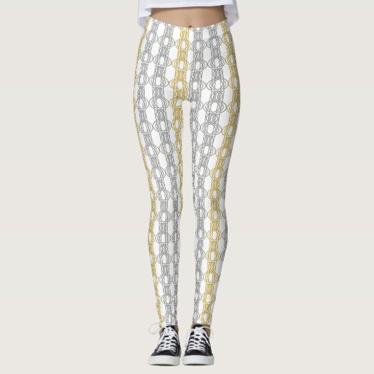 Silver Gold Pattern op White Leggings (Voorkant)