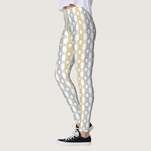 Silver Gold Pattern op White Leggings (Links)