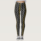 Silver Gold Pattern op zwart Leggings (Voorkant)