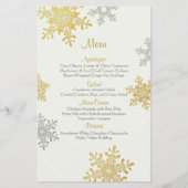 Silver Gold Pearl Snowflakes Winter Wedding Menu (Voorkant)