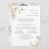 Silver & Gold Quinceañera Uitnodiging in het Spaan (Voorkant / Achterkant)