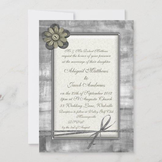 Silver & Gold Ribbon & Flower - Weddenschap Kaart (Voorkant)