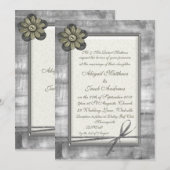 Silver & Gold Ribbon & Flower - Weddenschap Kaart (Voorkant / Achterkant)