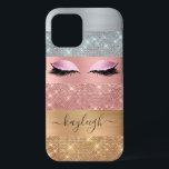 Silver Gold Roos Gold Glitter Beauty Eyelash Case-Mate iPhone Case<br><div class="desc">Modern, glamour, faux silver, gouden en roos gouden kleur glitter strepen iphone case. Dit ontwerp is voorzien van faux sprankelende glitter strepen en geborsteld metaal in zilver, goud en blush roze rose goud kleur glitter, wimpers, naam tekst sjabloon. De naam is geschreven met een prachtig handgeschreven stijlschrift. Perfect voor meisjes,...</div>