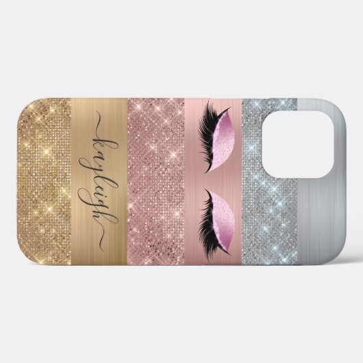 Silver Gold Roos Gold Glitter Beauty Eyelash Case-Mate iPhone Case (Achterkant (horizontaal))