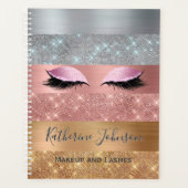 Silver Gold Roos Gold Glitter Stripes Beauty Salon Planner (Voorkant)