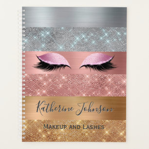 Silver Gold Roos Gold Glitter Stripes Beauty Salon Planner