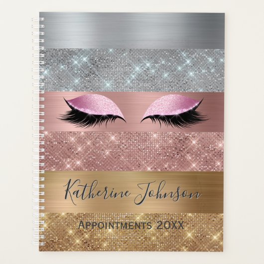 Silver Gold Roos Gouden Glitter 2024 Schoonheidssa Planner (Voorkant)