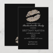 Silver Gold Shimmer Lips Kiss Beauty Invitation Kaart (Voorkant / Achterkant)