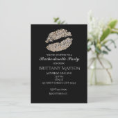 Silver Gold Shimmer Lips Kiss Beauty Invitation Kaart (Staand voorkant)