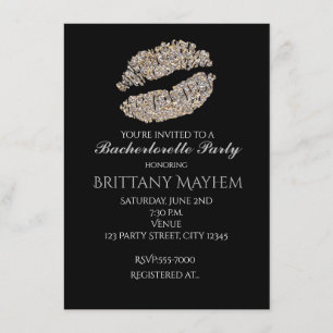 Silver Gold Shimmer Lips Kiss Beauty Invitation Kaart