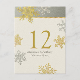 Silver Gold Sneeuwvlok Winter Trouwtafel Kaart
