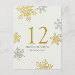 Silver Gold Sneeuwvlok Winter Trouwtafel Kaart