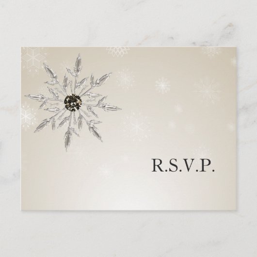 Silver Gold snewflakes wintertrouwkaart rsvp Card Uitnodiging Briefkaart (Voorkant)