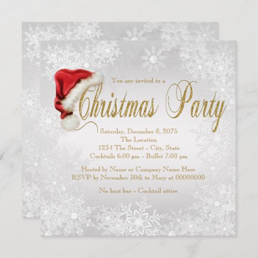 Silver Gold Snowflake Kerstfeest Kaart (Voorkant / Achterkant)