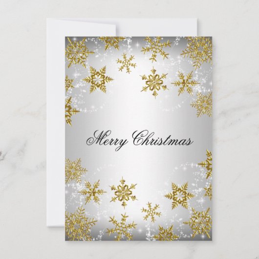 Silver & Gold Snowflake kerstfeestdag Kaart (Achterkant)