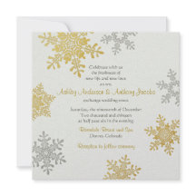 Silver Gold Snowflake Square Winter Weddenschap