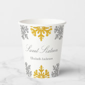 Silver Gold Snowflake Winter Sweet 16 Papieren Bekers (Voorkant)