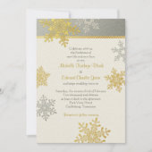 Silver Gold Snowflake Winter Weddenschap Kaart (Voorkant)