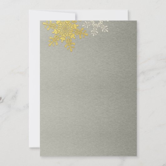 Silver Gold Snowflake Winter Weddenschap Kaart (Achterkant)