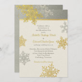 Silver Gold Snowflake Winter Weddenschap Kaart (Voorkant / Achterkant)