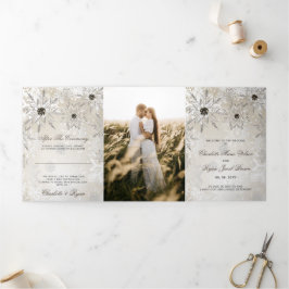Silver Gold Snowflake Winter Wedding Drieluik Programma